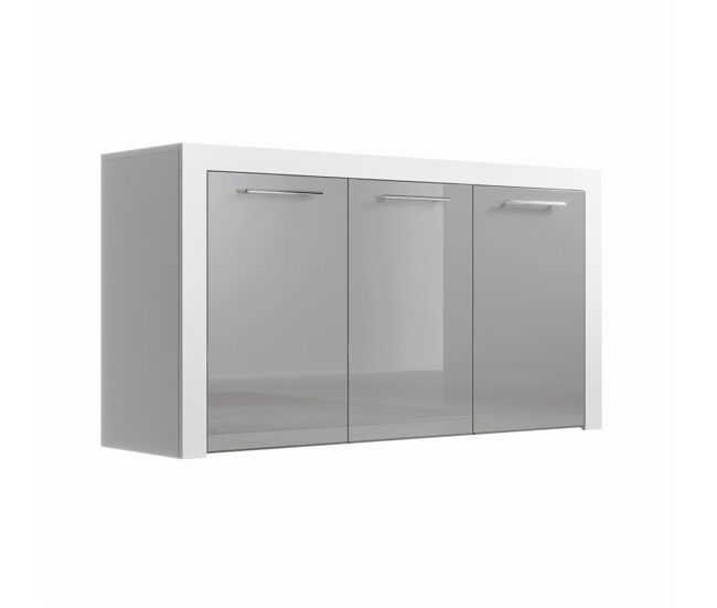 Aparador salón comedor blanco/gris 144x42x80 3 puertas nelia muebles bonitos