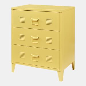 Armário metálico Hämeenlinna com 3 gavetas aço 60x40x72 cm Amarelo en.casa