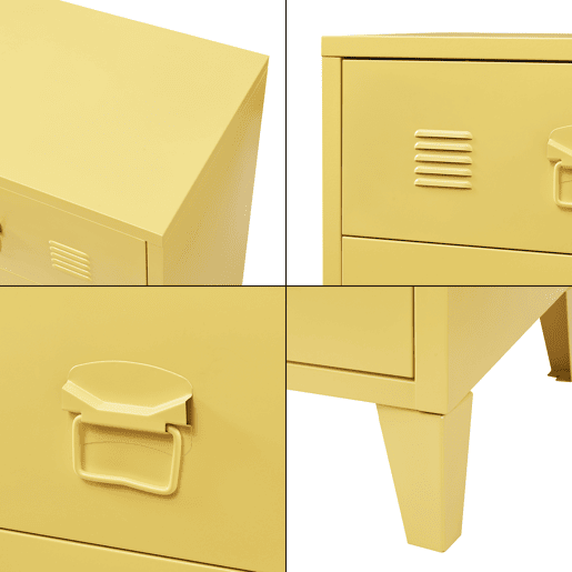 Armário metálico Hämeenlinna com 3 gavetas aço 60x40x72 cm Amarelo en.casa