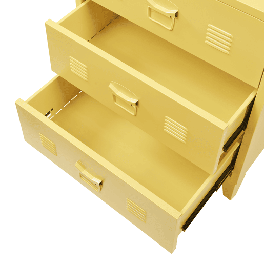 Armário metálico Hämeenlinna com 3 gavetas aço 60x40x72 cm Amarelo en.casa