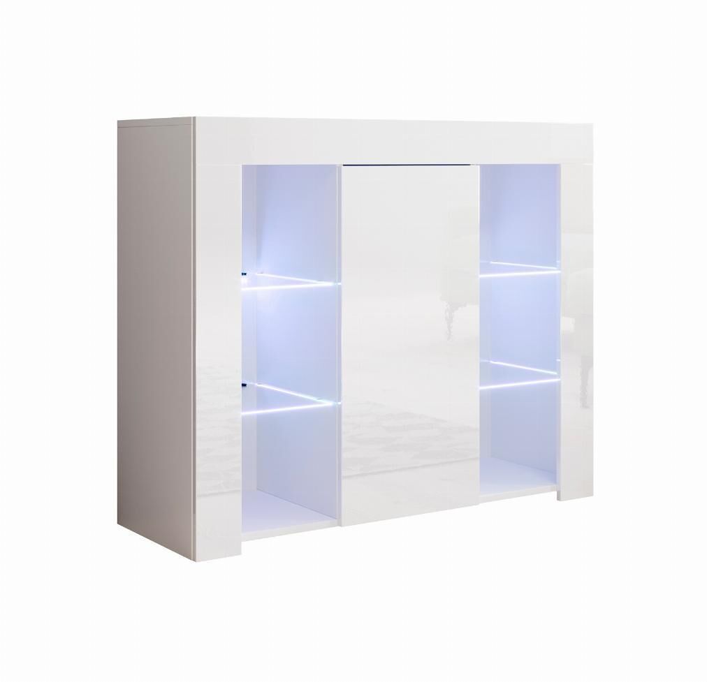 Aparador salón comedor blanco 94x35x83 1 puerta led lilian muebles bonitos