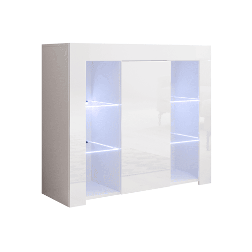 Aparador Sala de estar e jantar Branco 94x35x83 1 porta LED Lilian Muebles Bonitos