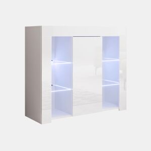 Aparador Sala de estar e jantar Branco 94x35x83 1 porta LED Lilian Muebles Bonitos