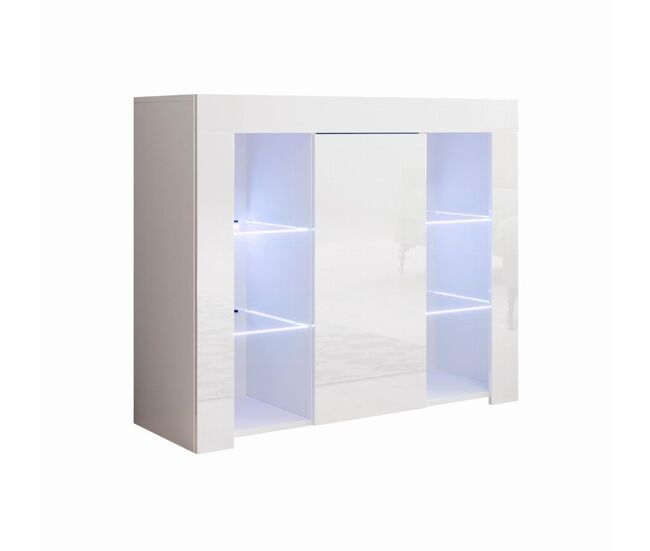 Aparador salón comedor blanco 94x35x83 1 puerta led lilian muebles bonitos