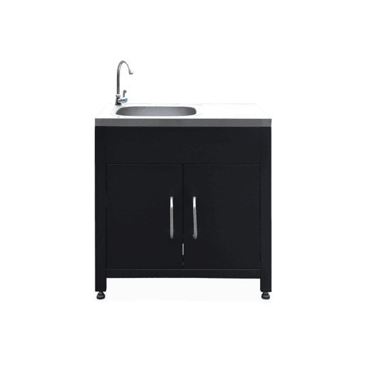 Cozinha ao ar livre 4 módulos aço inoxidável, Grimaud 4 modules, Preto, 80x48x124 cm