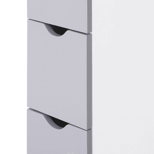 HOMCOM Coluna Estreita de Casa de Banho Armário Alto Moderno com 2 Prateleiras, 2 Gavetas e 1 Porta Antiviragem 15x33x136,8 cm Branco e Cinzento