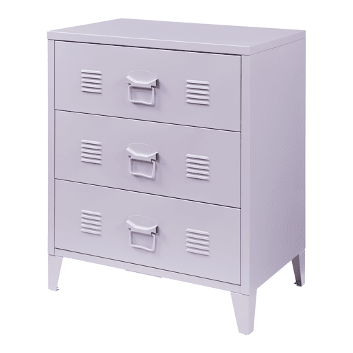Armário metálico Hämeenlinna com 3 gavetas aço 60x40x72 cm Púrpura claro en.casa