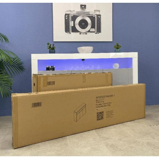 Aparador Sala de estar e jantar PretoBranco 120x40x72 3 portas LED Luke A1 Muebles Bonitos