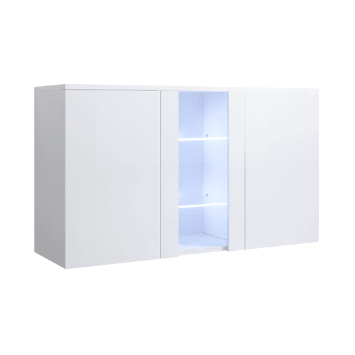 Aparador Sala de estar e jantar Branco 120x40x70 3 portas LED Luke A1 Muebles Bonitos