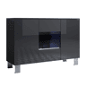 Aparador Sala de estar e jantar Preto 120x40x82 3 portas LED Luke A2 Muebles Bonitos