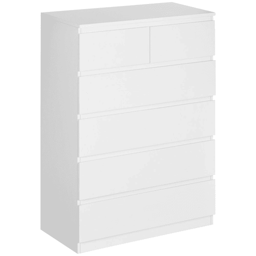 HOMCOM Cómoda Moderna com 6 Gavetas Cómoda de Madeira para Dormitório Entrada Sala de Estar Carga Máxima 50kg 80x39x115cm Branco