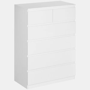 HOMCOM Cómoda Moderna com 6 Gavetas Cómoda de Madeira para Dormitório Entrada Sala de Estar Carga Máxima 50kg 80x39x115cm Branco