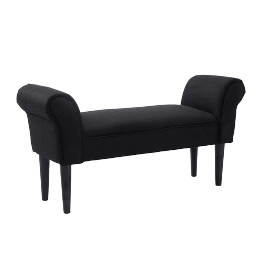 HOMCOM Banco de Pé de Cama Banco com Braços Curvados Estofado e Pés de Madeira para Dormitório Entrada Sala de Estar Carga Máxima 130kg 102x31x51cm Preto