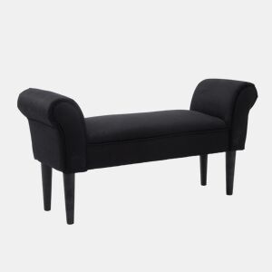 HOMCOM Banco de Pé de Cama Banco com Braços Curvados Estofado e Pés de Madeira para Dormitório Entrada Sala de Estar Carga Máxima 130kg 102x31x51cm Preto