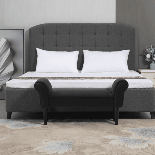 HOMCOM Banco de Pé de Cama Banco com Braços Curvados Estofado e Pés de Madeira para Dormitório Entrada Sala de Estar Carga Máxima 130kg 102x31x51cm Preto