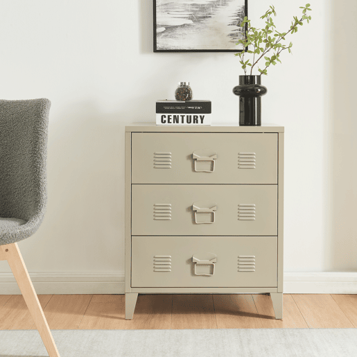 Armário metálico Hämeenlinna com 3 gavetas aço 60x40x72 cm Cor Camel en.casa