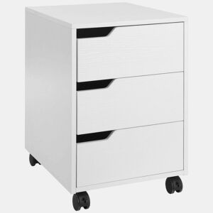 HOMCOM Bloco de Gavetas para Escritório Móvel de Escritório Bloco de Gavetas com 3 Gavetas e 4 Rodas 40x50x57,5 cm Branco
