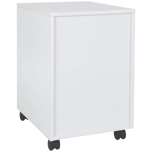 HOMCOM Bloco de Gavetas para Escritório Móvel de Escritório Bloco de Gavetas com 3 Gavetas e 4 Rodas 40x50x57,5 cm Branco
