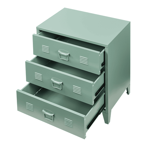Armário metálico Hämeenlinna com 3 gavetas aço 60x40x72 cm Verde mate en.casa
