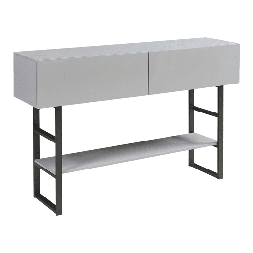 Mesa de consola Varberg com 2 gavetas 75x120x30 cm Cinzento claro en.casa