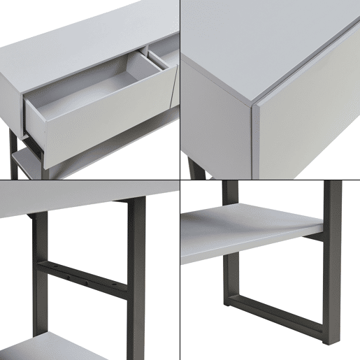 Mesa de consola Varberg com 2 gavetas 75x120x30 cm Cinzento claro en.casa