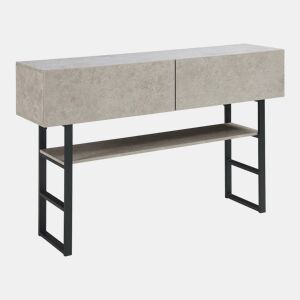 Mesa de consola Varberg com 2 gavetas 75x120x30 cm Aspeto betão claro en.casa