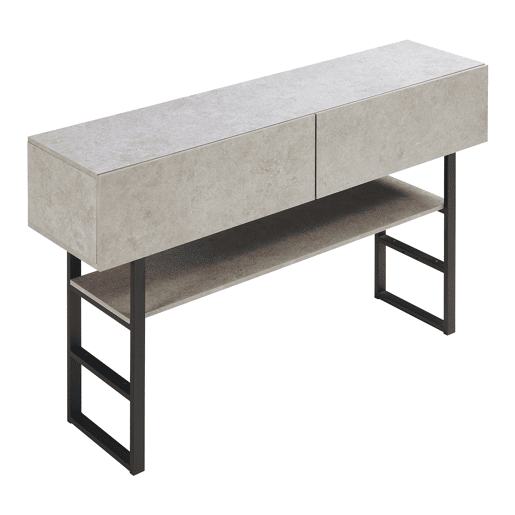 Mesa de consola Varberg com 2 gavetas 75x120x30 cm Aspeto betão claro en.casa