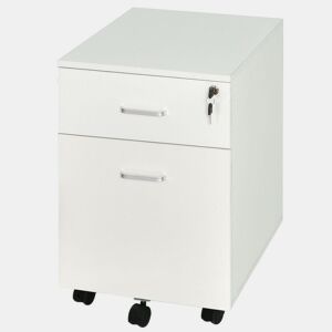 Vinsetto Arquivador com Rodas Móvel para Arquivos para Escritório com 2 Gavetas 5 Rodas e 2 Travões para Escritório Secretaria Casa 40x49x58 cm Branco