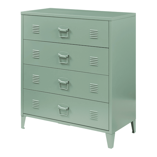 Armário metálico Hämeenlinna com 4 gavetas aço 80x40x92 cm Verde en.casa