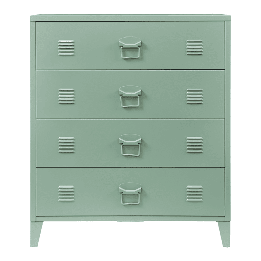 Armário metálico Hämeenlinna com 4 gavetas aço 80x40x92 cm Verde en.casa