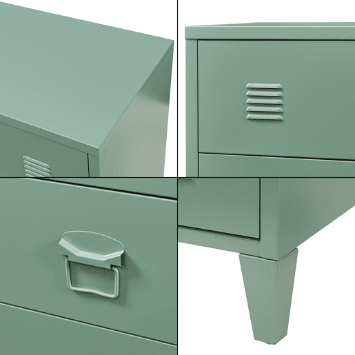 Armário metálico Hämeenlinna com 4 gavetas aço 80x40x92 cm Verde en.casa