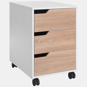 HOMCOM Bloco de Gavetas para Escritório Móvel de Escritório Bloco de Gavetas com 3 Gavetas e 4 Rodas 40x50x57,5 cm Madeira e Branco