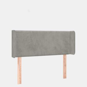 vidaXL Cabeceira de cama c luzes LED veludo 93x16x7888cm cinza-claro