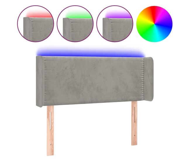 Vidaxl cabecero con led de terciopelo gris claro 93x16x78/88 cm