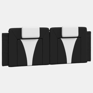 vidaXL Almofadão de cabeceira Viana 140 cm couro artificial preto e branco