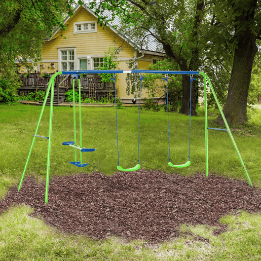 Outsunny Conjunto de Baloiços de Jardim de Metal com Altura Ajustável Baloiços para Crianças acima de 3 Anos com Baloiço Duplo Baloiço para Pátio Exterior 280x140x178 cm Verde Outsunny Conjunto de Baloiços de Jardim de Metal com Altura Ajustável Baloiços para Crianças acima de 3 Anos com Baloiço Duplo Baloiço para Pátio Exterior 280x140x178 cm Verde