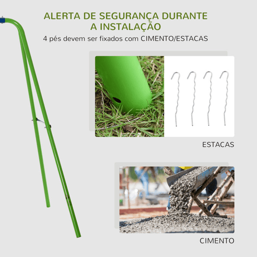 Outsunny Conjunto de Baloiços de Jardim de Metal com Altura Ajustável Baloiços para Crianças acima de 3 Anos com Baloiço Duplo Baloiço para Pátio Exterior 280x140x178 cm Verde Outsunny Conjunto de Baloiços de Jardim de Metal com Altura Ajustável Baloiços para Crianças acima de 3 Anos com Baloiço Duplo Baloiço para Pátio Exterior 280x140x178 cm Verde