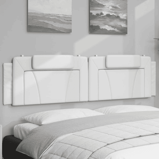 vidaXL Almofadão de cabeceira Viana 200 cm couro artificial branco