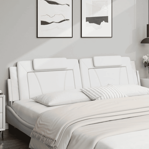 vidaXL Almofadão de cabeceira Viana 200 cm couro artificial branco