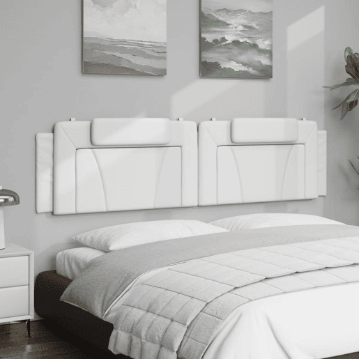 vidaXL Almofadão de cabeceira Viana 200 cm couro artificial branco