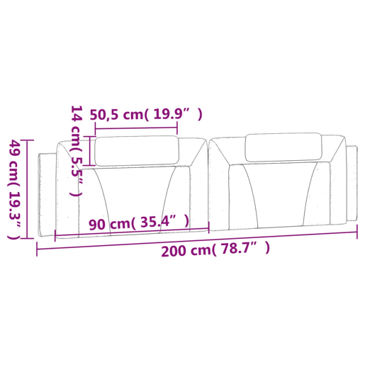 vidaXL Almofadão de cabeceira Viana 200 cm couro artificial branco