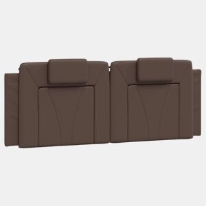 vidaXL Almofadão de cabeceira Viana 120 cm couro artificial castanho