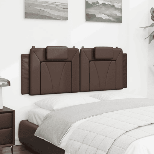 vidaXL Almofadão de cabeceira Viana 120 cm couro artificial castanho vidaXL Almofadão de cabeceira Viana 120 cm couro artificial castanho