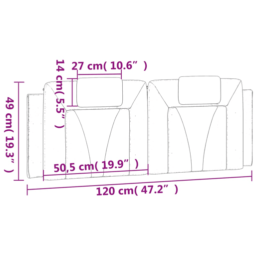 vidaXL Almofadão de cabeceira Viana 120 cm couro artificial castanho vidaXL Almofadão de cabeceira Viana 120 cm couro artificial castanho