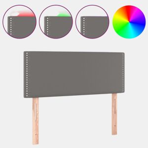 vidaXL Cabeceira de cama c LED 80x5x7888cm couro artificial cinzento