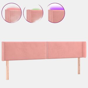vidaXL Cabeceira de cama c luzes LED veludo 163x16x7888 cm rosa