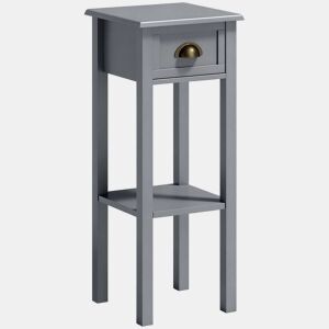 HOMCOM Mesa Auxiliar Moderna, Mesa para Sofá com Gaveta e Prateleira, Mesa de Cabeceira para Sala, Quarto, 30x30x75 cm, Cinzento