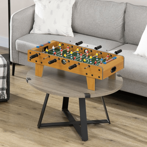 HOMCOM Matraquilhos de Mesa, Estrutura em Madeira Resistente, Jogo de Futebol de Mesa com 18 Jogadores, 2 Bolas, 6 Pegas e 2 Marcadores de Pontos para 2-4 Pessoas, 70x37x22 cm, para Crianças a partir dos 6 Anos e Adultos