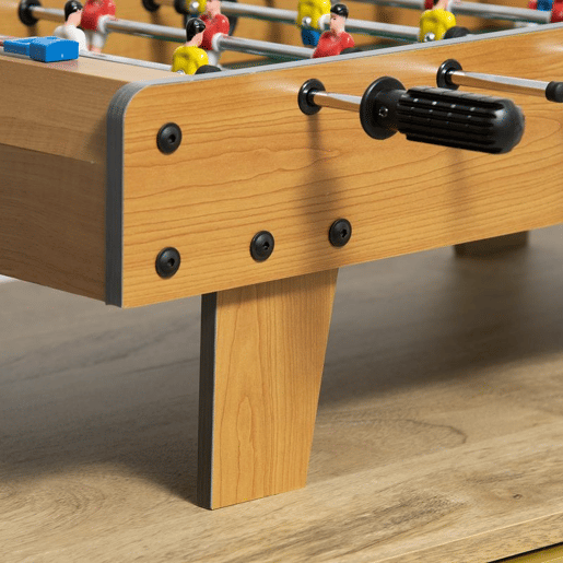 HOMCOM Matraquilhos de Mesa, Estrutura em Madeira Resistente, Jogo de Futebol de Mesa com 18 Jogadores, 2 Bolas, 6 Pegas e 2 Marcadores de Pontos para 2-4 Pessoas, 70x37x22 cm, para Crianças a partir dos 6 Anos e Adultos