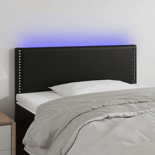 vidaXL Cabeceira de cama c LED couro artificial 100x5x7888 cm preto